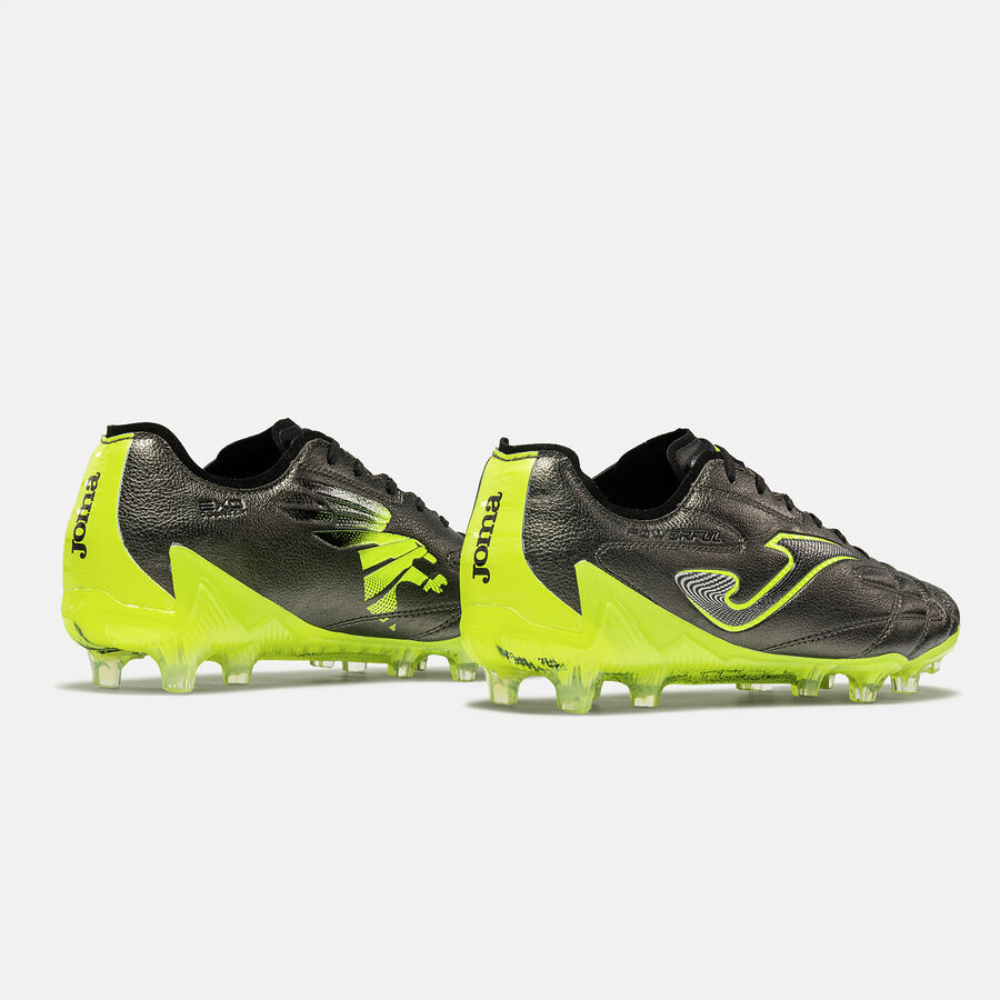 JOMA Focicipő Powerfull 26 kemény talajra FG sötét szürke színben neon zöld sarokrésszel