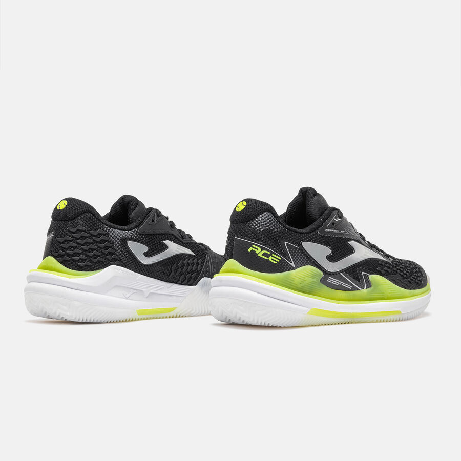 JOMA Ace Lady 26 clay fekete zöld női verseny (C) salakpályás teniszcipők hátulról