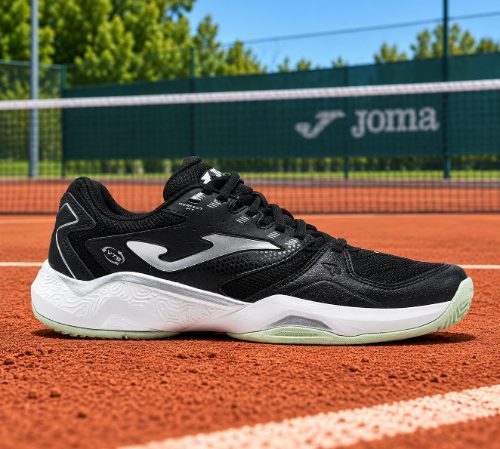 JOMA Master 1000 Lady 26 clay fekete női (C-clay court) salakpályás teniszcipő a salakos pályán oldalról