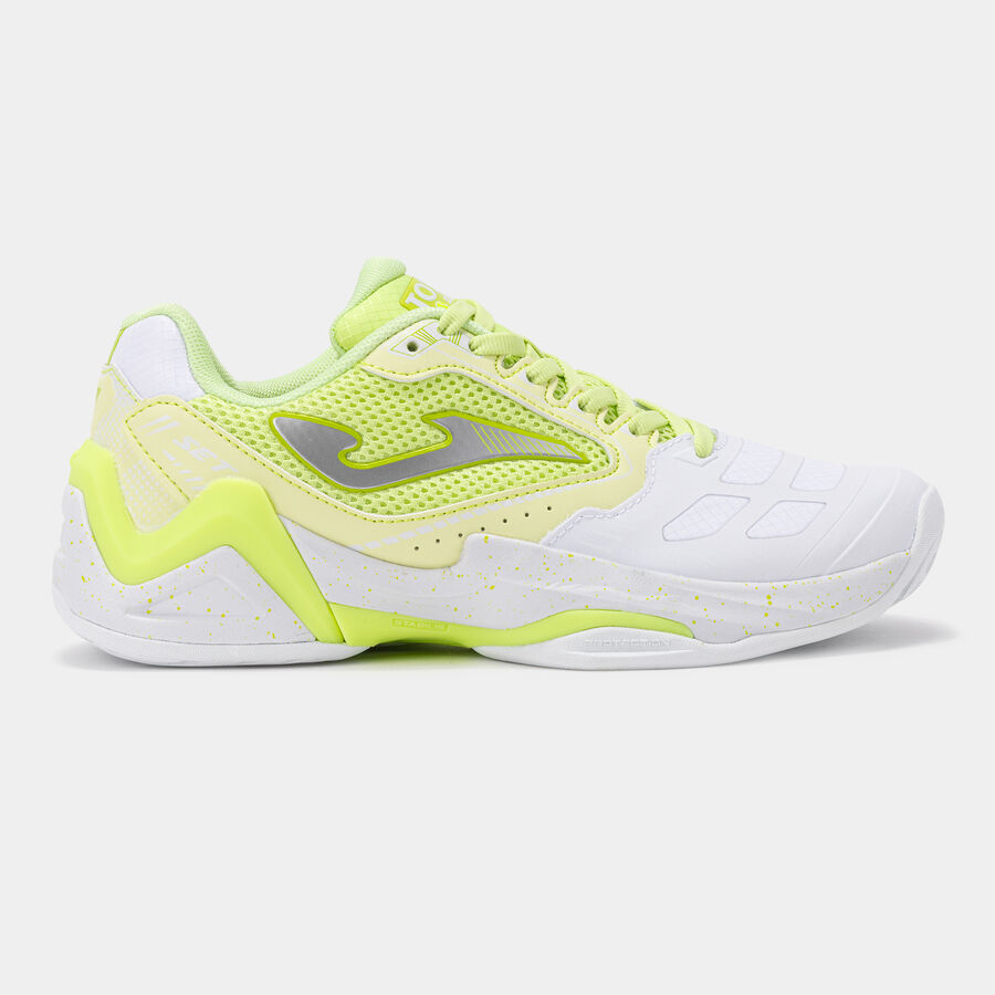 JOMA Set Lady 26 fehér világossárga női (AC) keménypályás teniszcipő oldalról