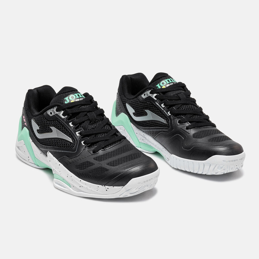 JOMA Set Lady 26 fekete zöld női (AC) keménypályás teniszcipők szemből