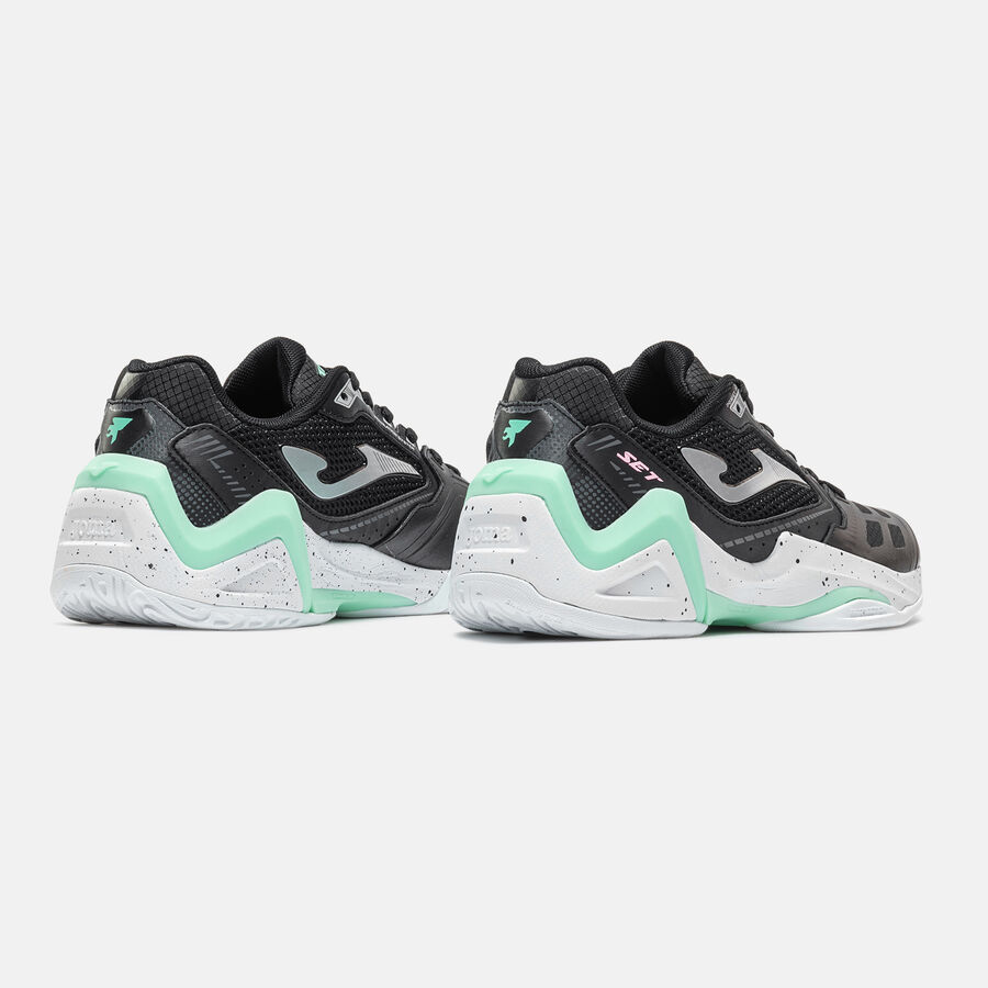 JOMA Set Lady 26 fekete zöld női (AC) keménypályás teniszcipők hátulról
