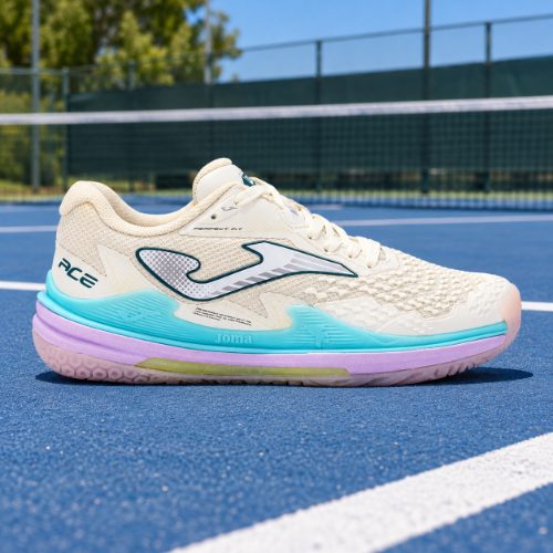 JOMA T.Ace Lady 26 clay bézs női (C) keménypályás teniszcipő a pályán